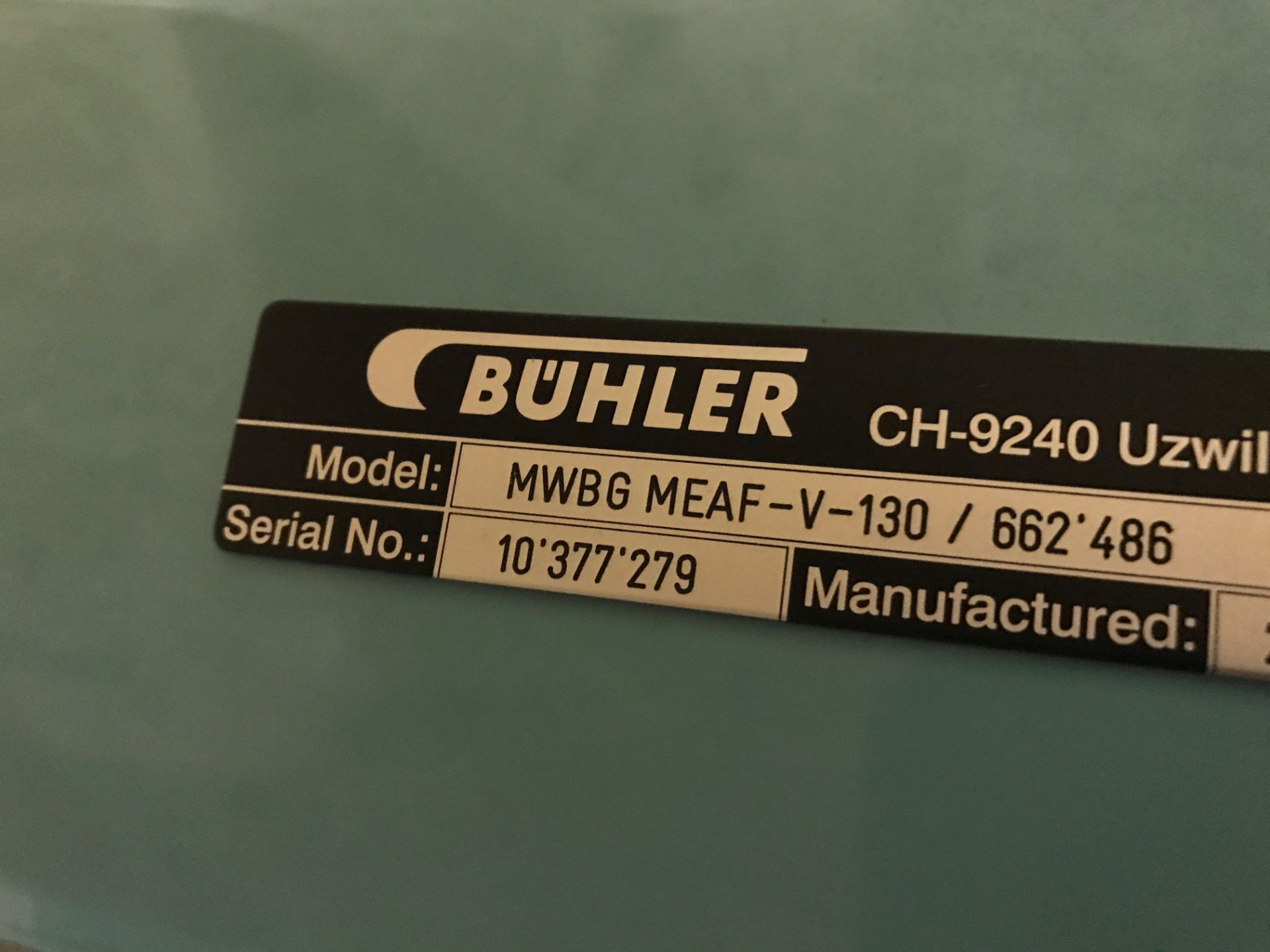 Buhler Flow Rate Controller/Scale Model MWBG MEAF-V-130 S/N 10'377'279 ...