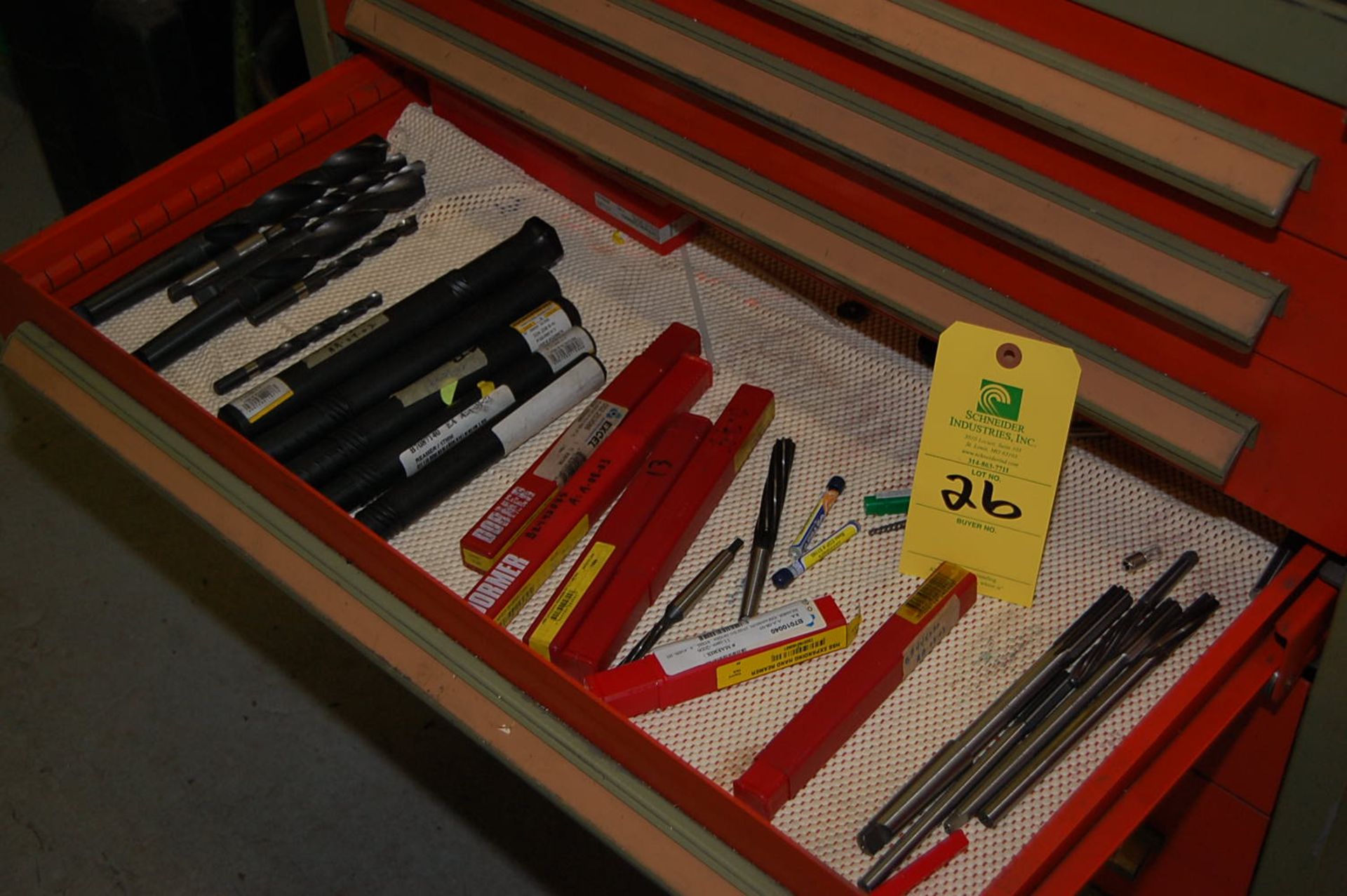 Rousseau 6-Drawer/Roller Drawer Tool Cabinet w/Contents, Assorted Dormer Tooling Drills, LOADING FEE - Image 3 of 4