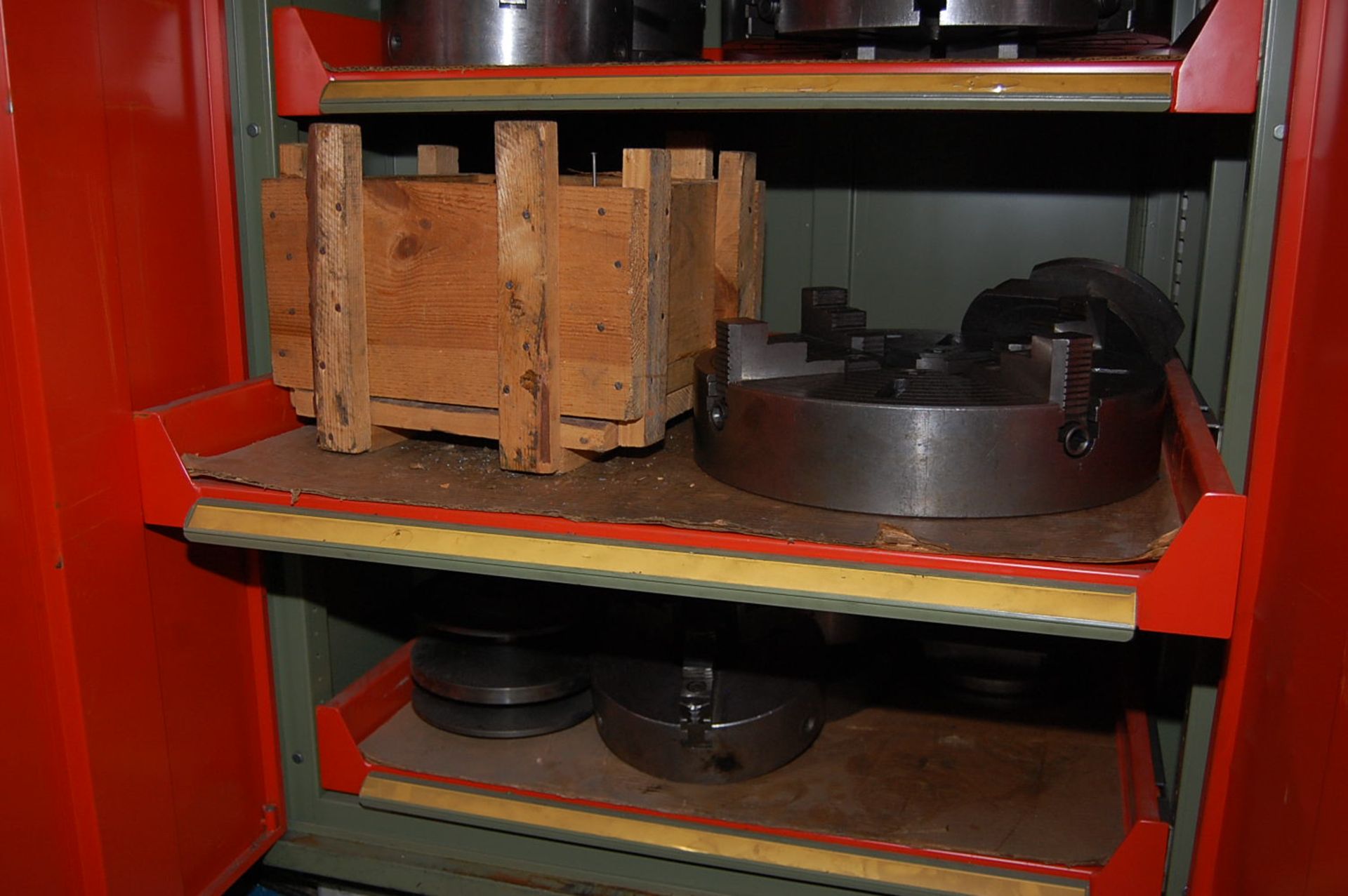 Rousseau Roller Drawer Cabinet w/Contents, Assorted, Lathe Chucks, Rotary Table, Clamp Kit - Image 3 of 3