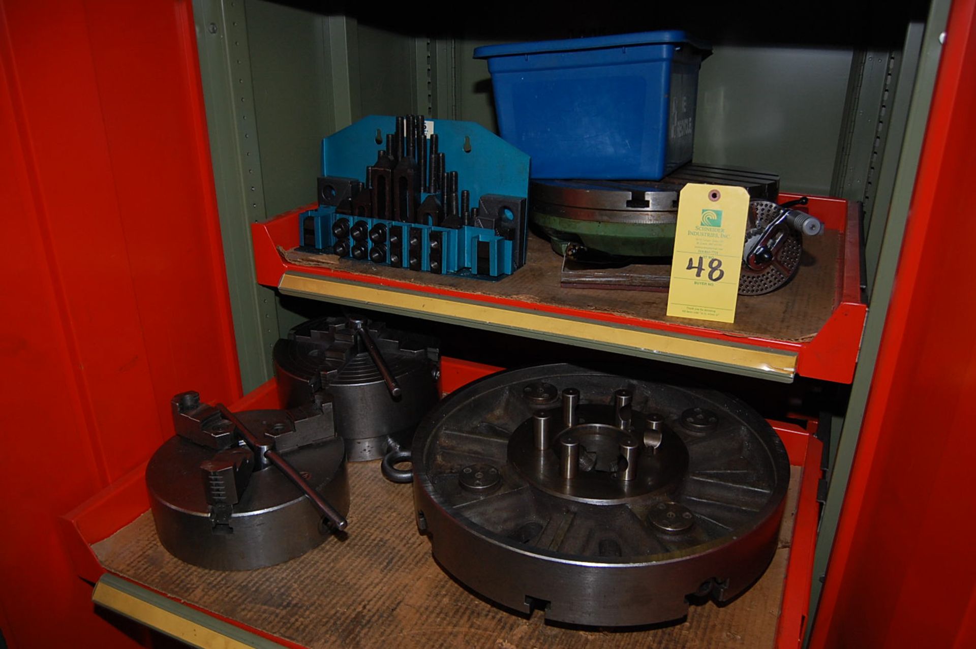 Rousseau Roller Drawer Cabinet w/Contents, Assorted, Lathe Chucks, Rotary Table, Clamp Kit - Image 2 of 3