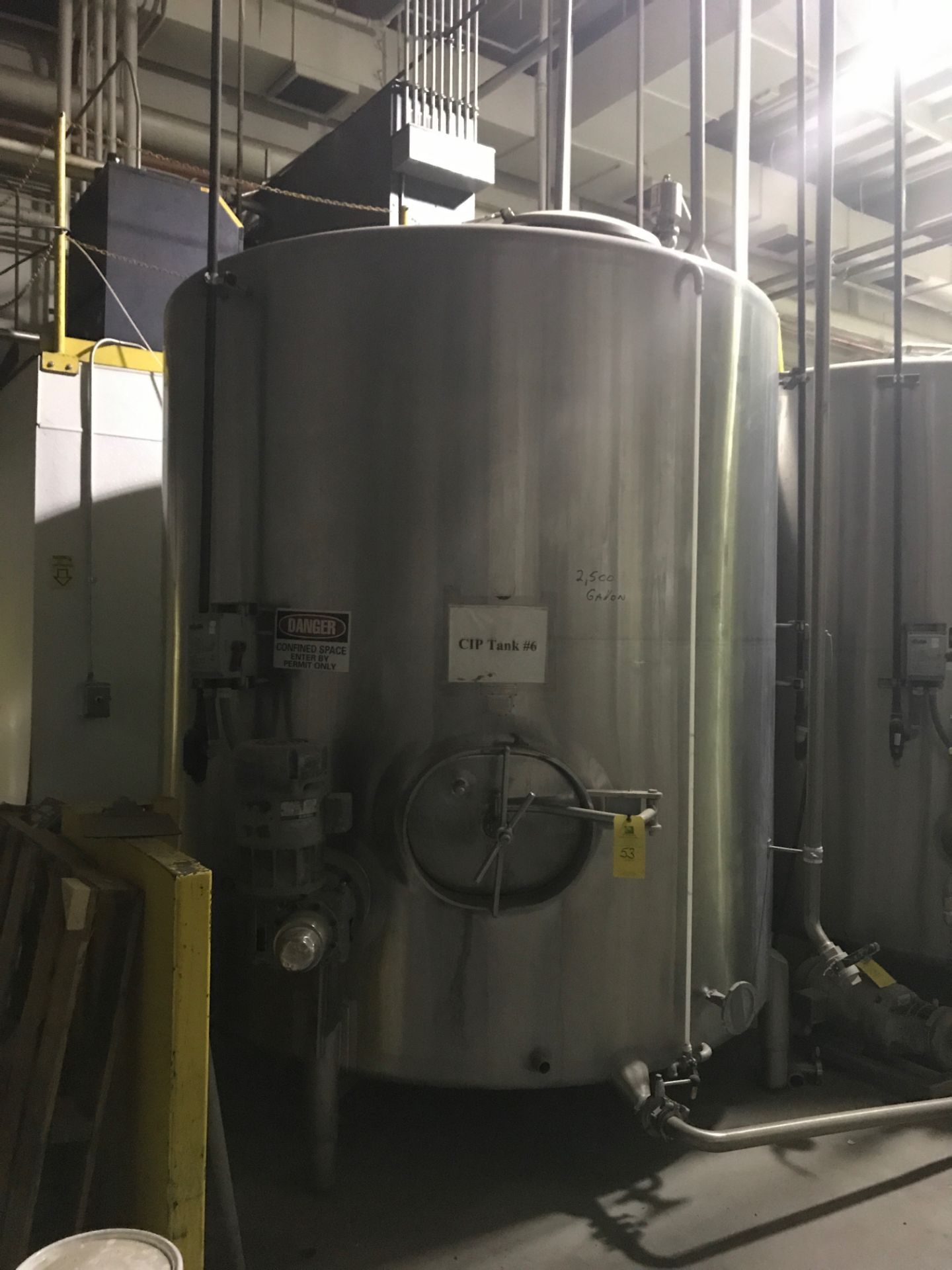 DCI 2500 Gal. CIP Tanks, 8 ft. Diameter x 8 ft. Deep, SN 79B-24701-1 and 79B-2470-2, Dome Top,