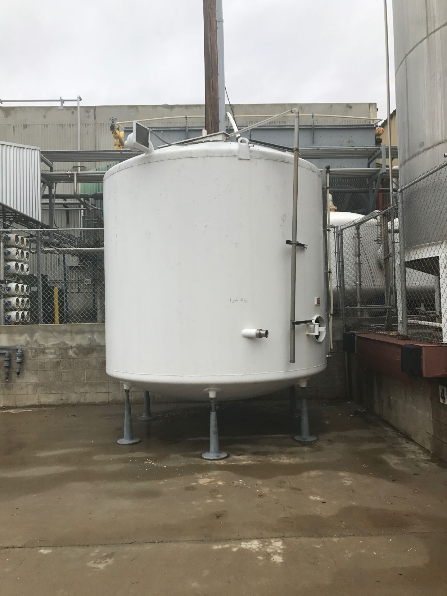 5,000 Gal. Vertical Syrup Tank, 10 ft. Diameter x 8.5 ft. Deep, Mfg. by Potter Rayfield, Epoxy