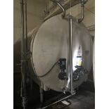 Mueller 5,000 Gal. Jacketed Agitated Hold Tank, 8 ft. Diameter x 16 ft. Long with Spray Ball, 2 HP