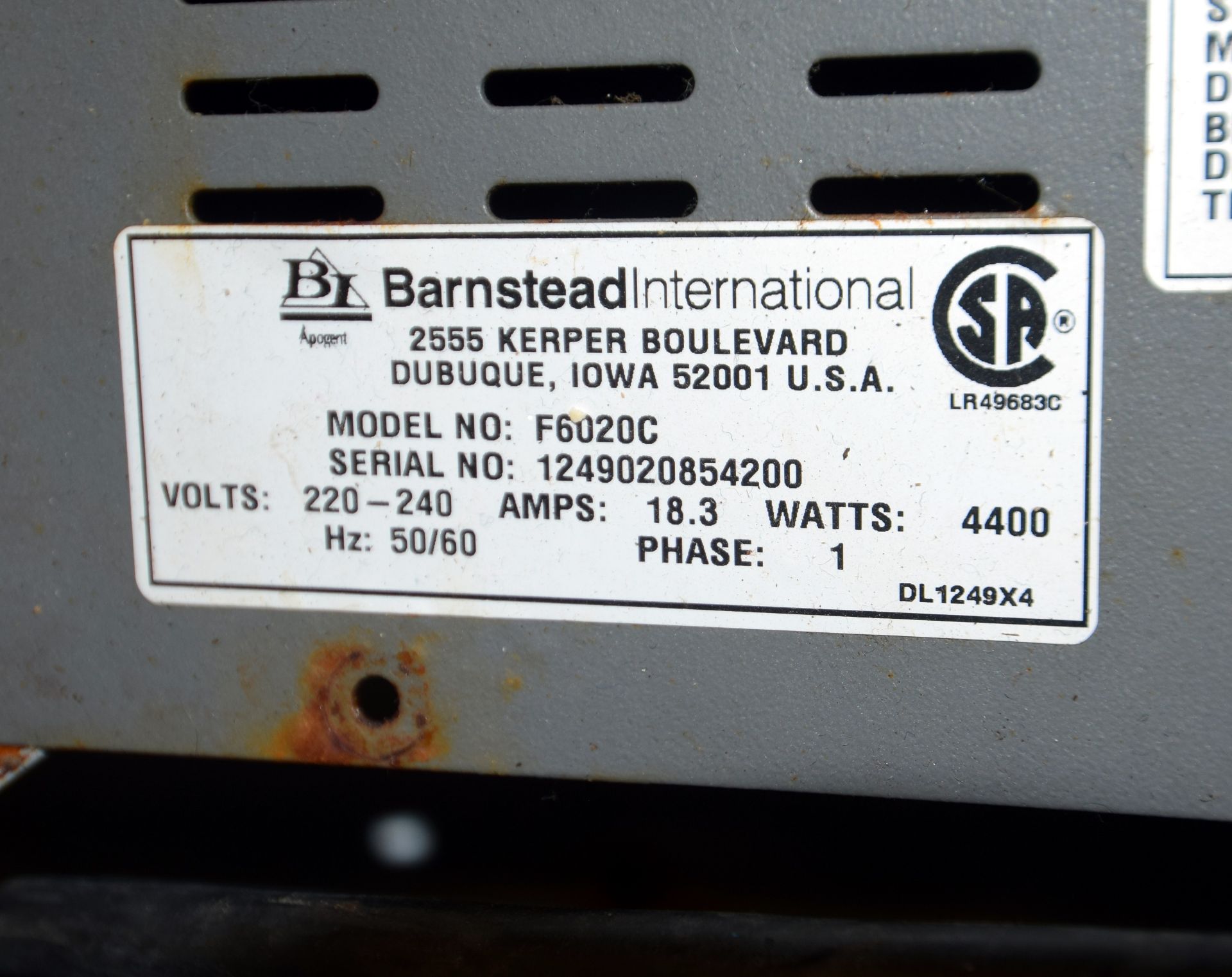 Barnstead International Thermolyne 6000 Muffle Furnace, Model F6020C, Serial# 1249020854200. - Bild 6 aus 6