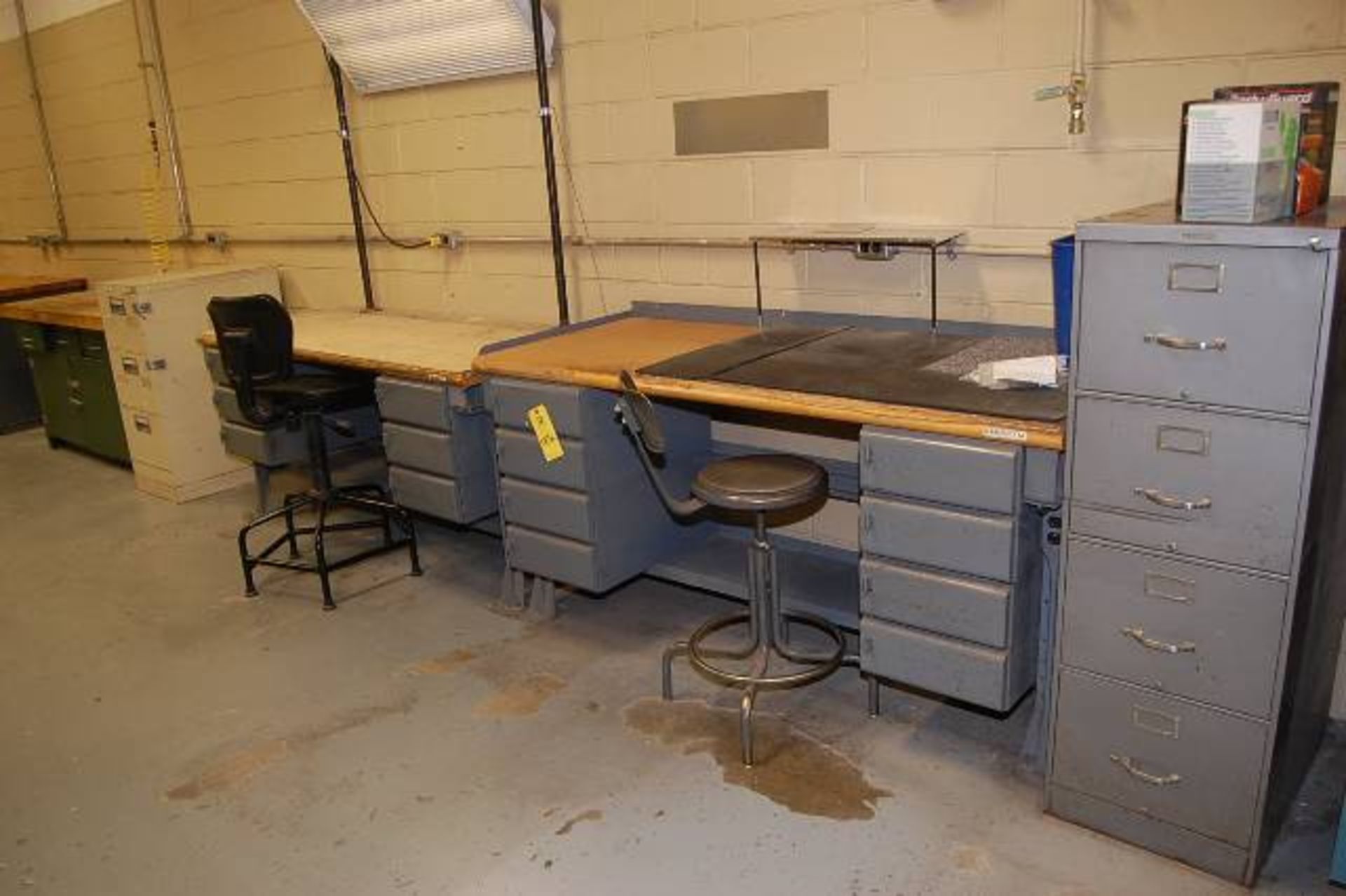 Shop Support Items - Assorted, (13) Work Tables, (3) Hallowell Locker Units, (10) File Cabinets