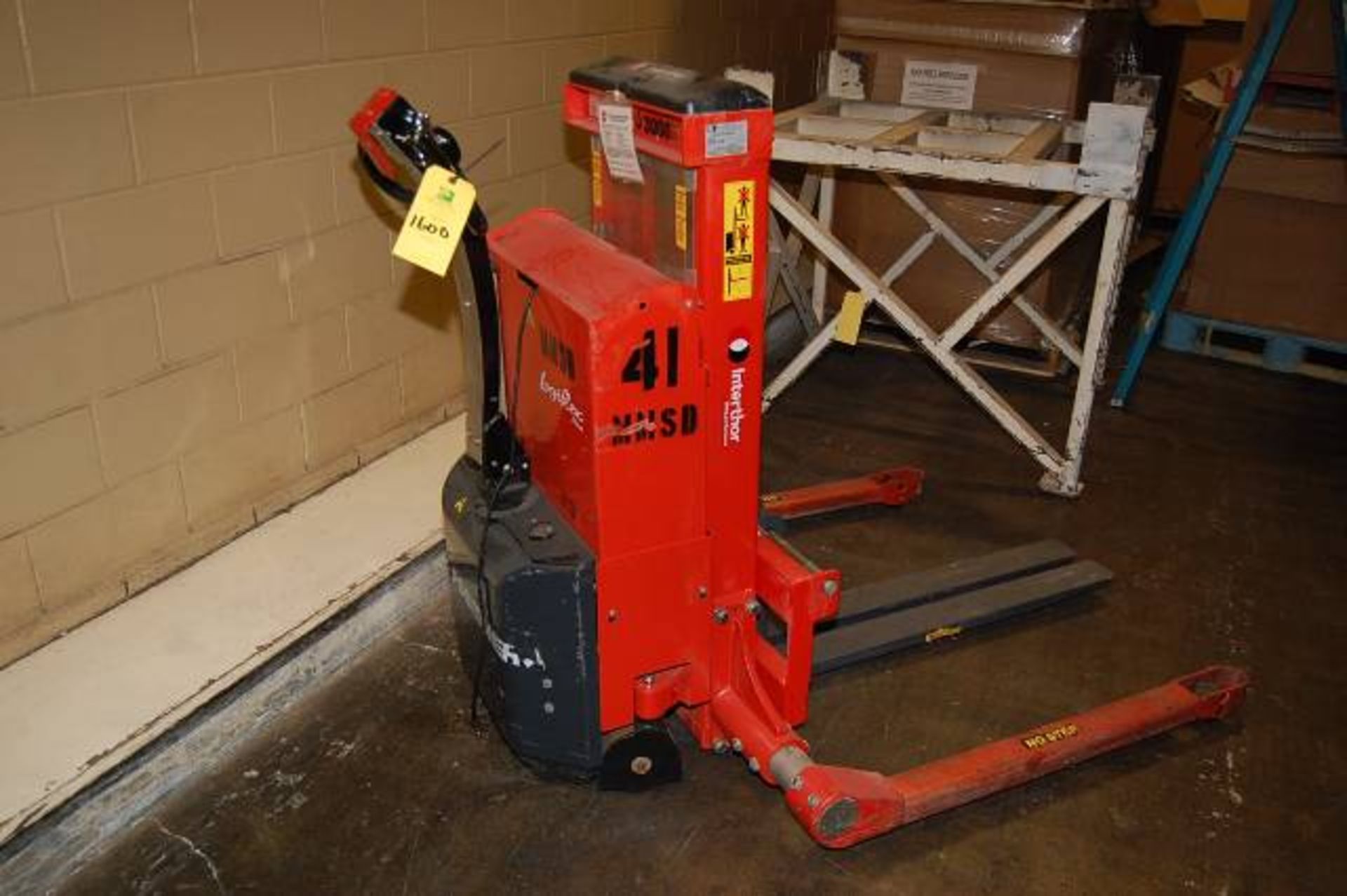 Interthor Type SELFS-1202/890 Electric Walk Behind Straddle Lift, Rated 3000 lbs. Capacity, SN
