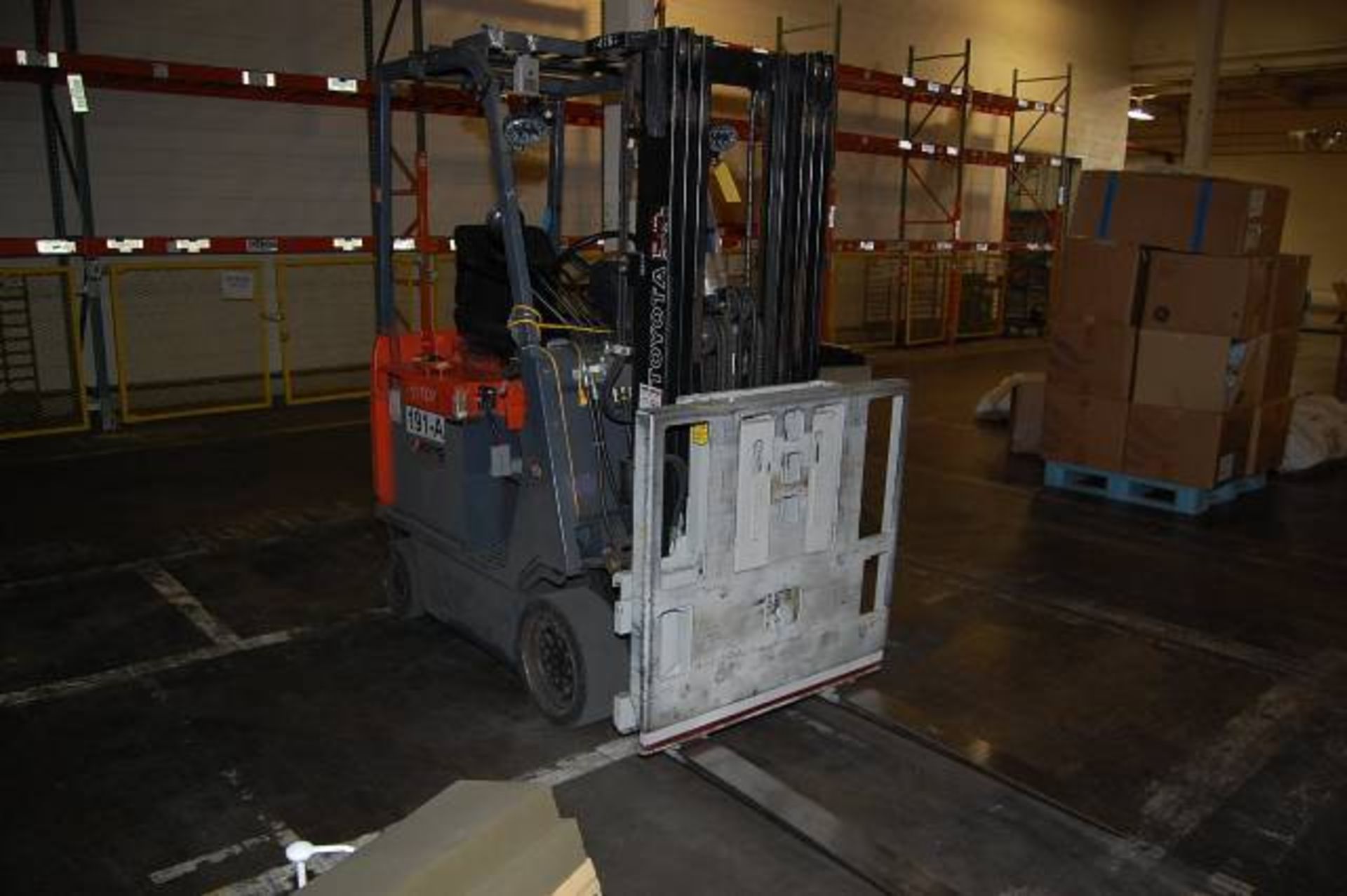 Toyota Model #7FBCU15 Electric Fork Lift, 189 in. Lift, Side Shift, Solid Tires, Rops, Includes - Image 3 of 3