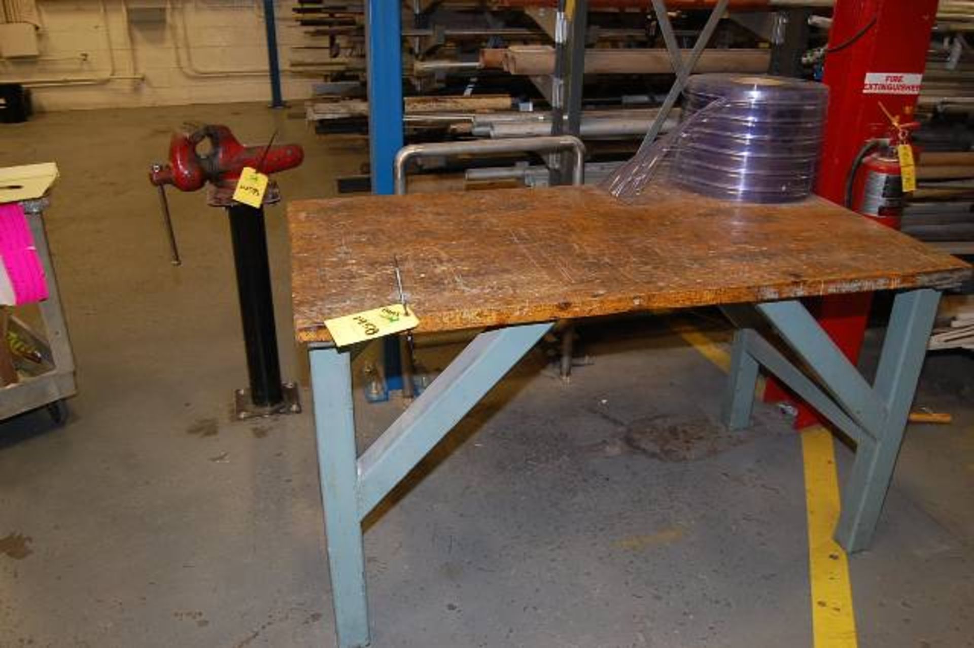 Work Table w/60 in. x 32 in. Table Top, (1) Wilton Vise on Stand