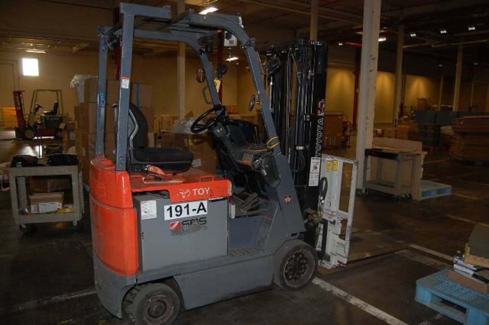 Toyota Model #7FBCU15 Electric Fork Lift, 189 in. Lift, Side Shift, Solid Tires, Rops, Includes - Image 2 of 3