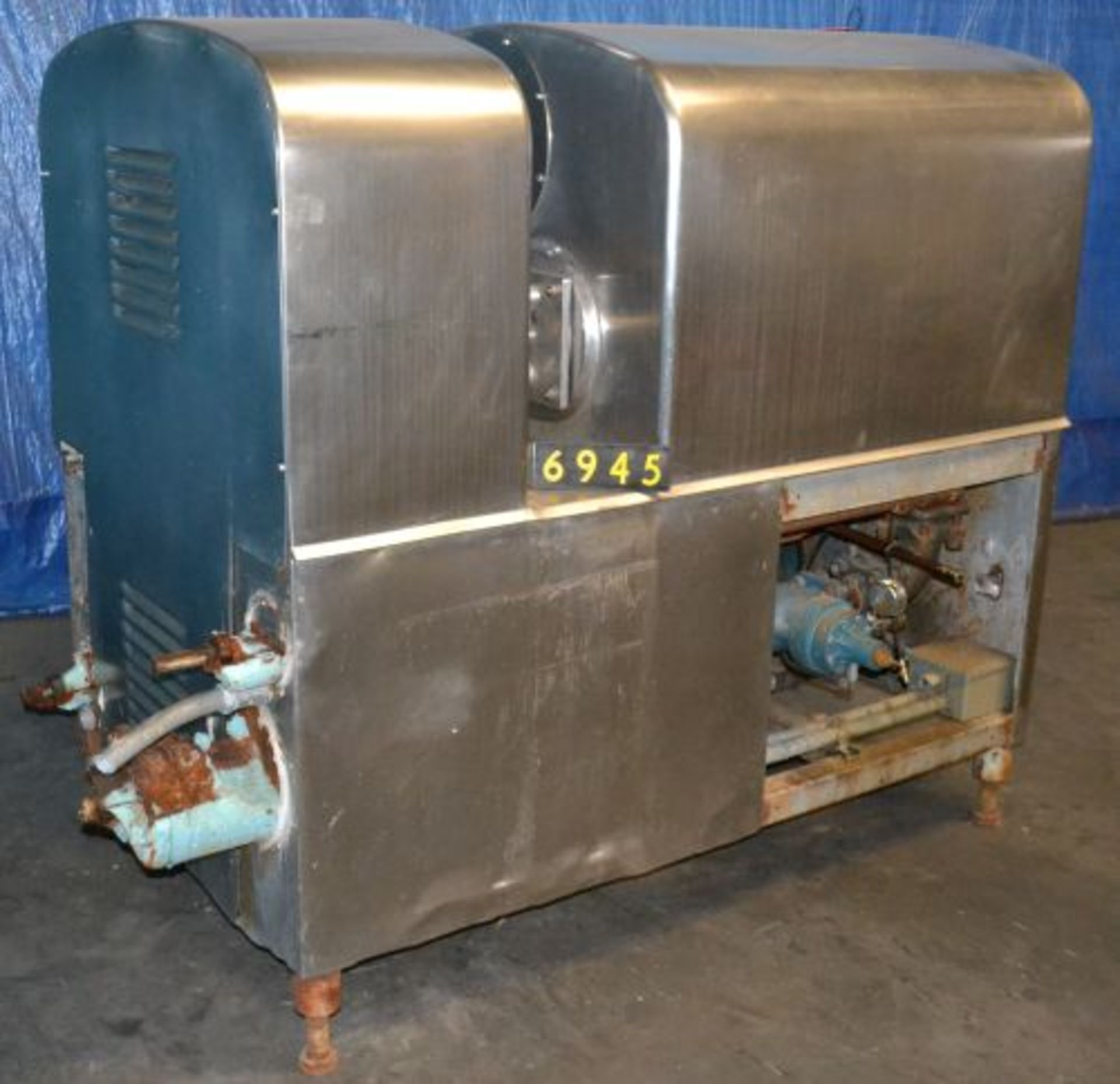 Creamery Package Company scrape-surface ice cream freezer, serial number 5-2448, 8” diameter x 40”