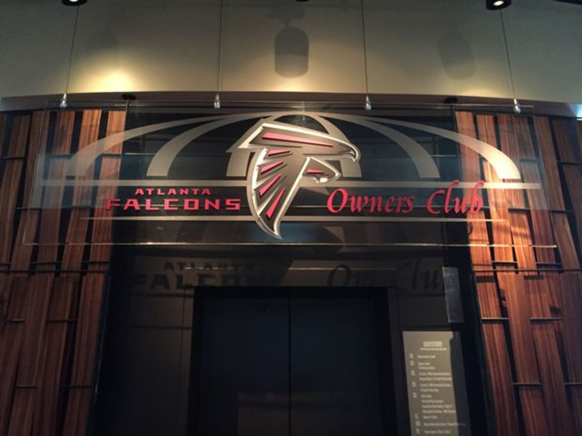 Falcons Owners Club Plexi Glass Sign / GA DOME ITEM / This item includes Georgia Dome Authentication