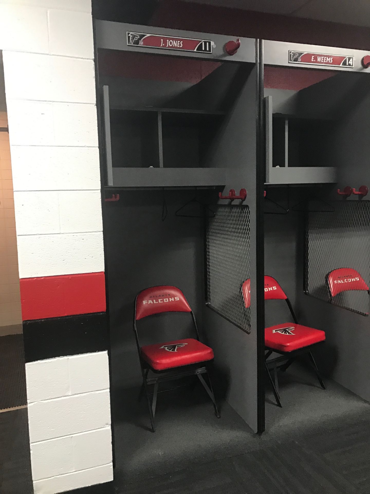 Julio Jones' Locker, includes Name Tag as photo'd. Does NOT include Chair. Removed from Falcons Home