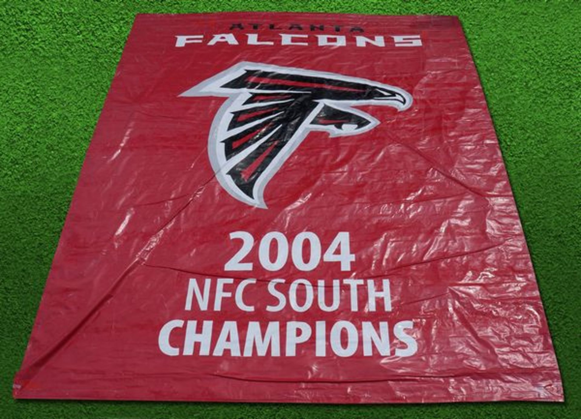 2004 NFC SOUTH, FALCONS CHAMPIONS BANNER / Authentic & Historic Banner Hung in GA Dome Rafters /