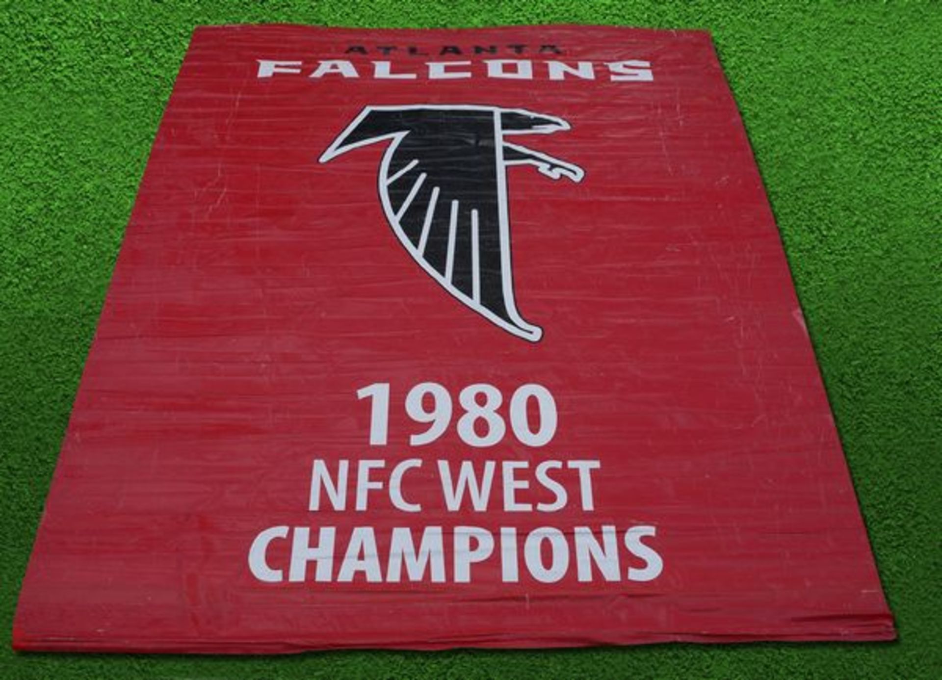 1980 NFC WEST, FALCONS CHAMPIONS BANNER / Authentic & Historic Banner Hung in GA Dome Rafters /