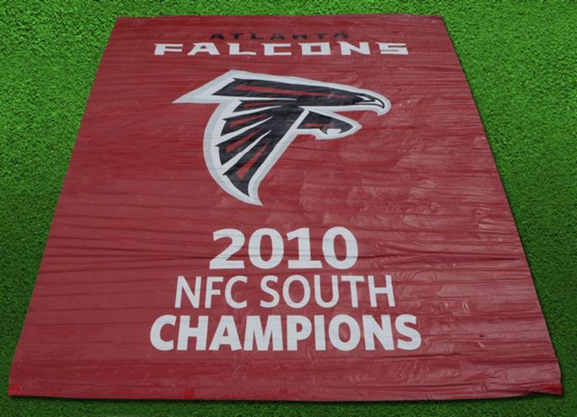 2010 NFC SOUTH, FALCONS CHAMPIONS BANNER / Authentic & Historic Banner Hung in GA Dome Rafters /