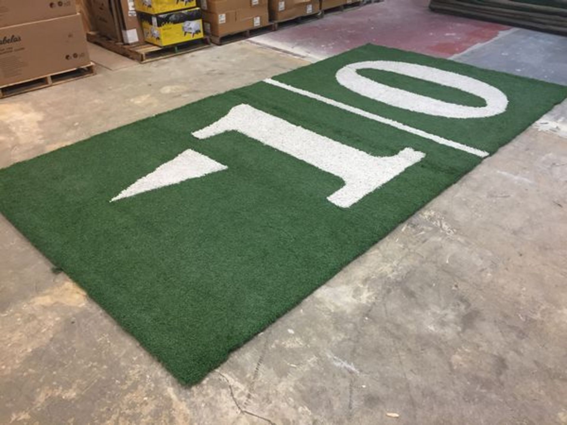 "<10 yard (left arrow)" Field-Turf, Game-Used, Final Game: Jan 22, 2017 Packers vs. Falcons, NFC