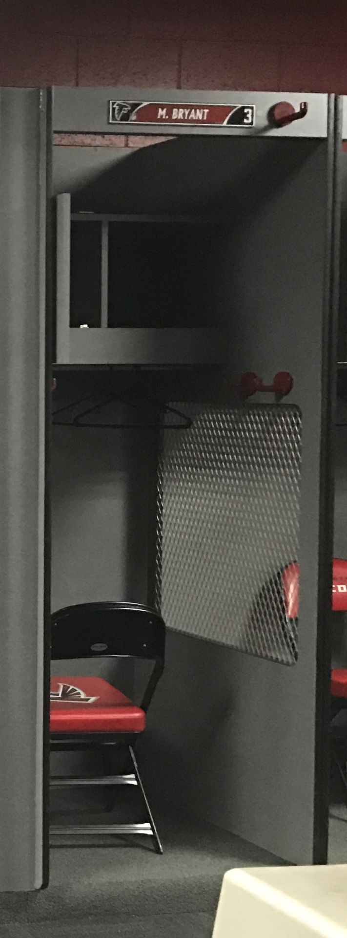 Matt Bryant Locker, includes Name Tag as photo'd. Does NOT include Chair. Removed from Falcons