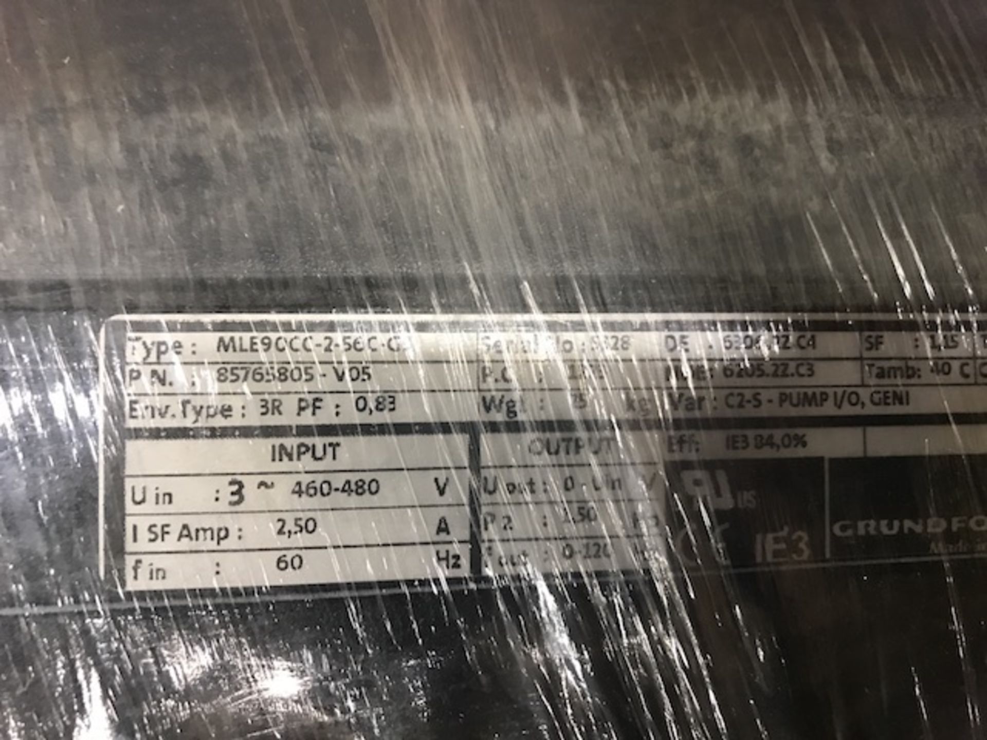 NEW IN BOX!! Grundfos Pump Type MLE90CC-2-56C-GA S/N 5828 PN 85765805-V05 - Image 2 of 2