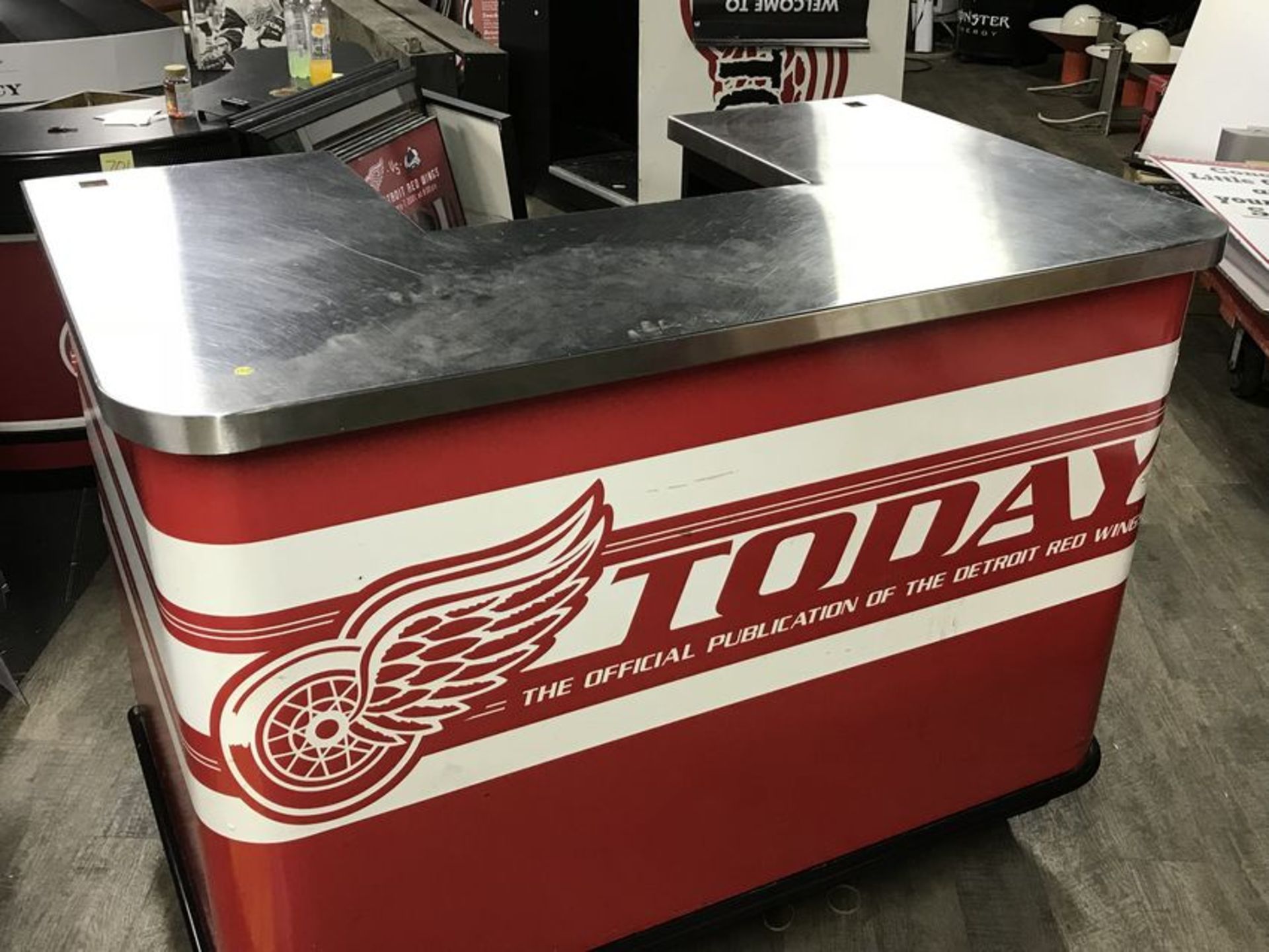 Program Selling Stand "Today - The Official Publication of the Detroit Red Wings" 60 in. w x 45