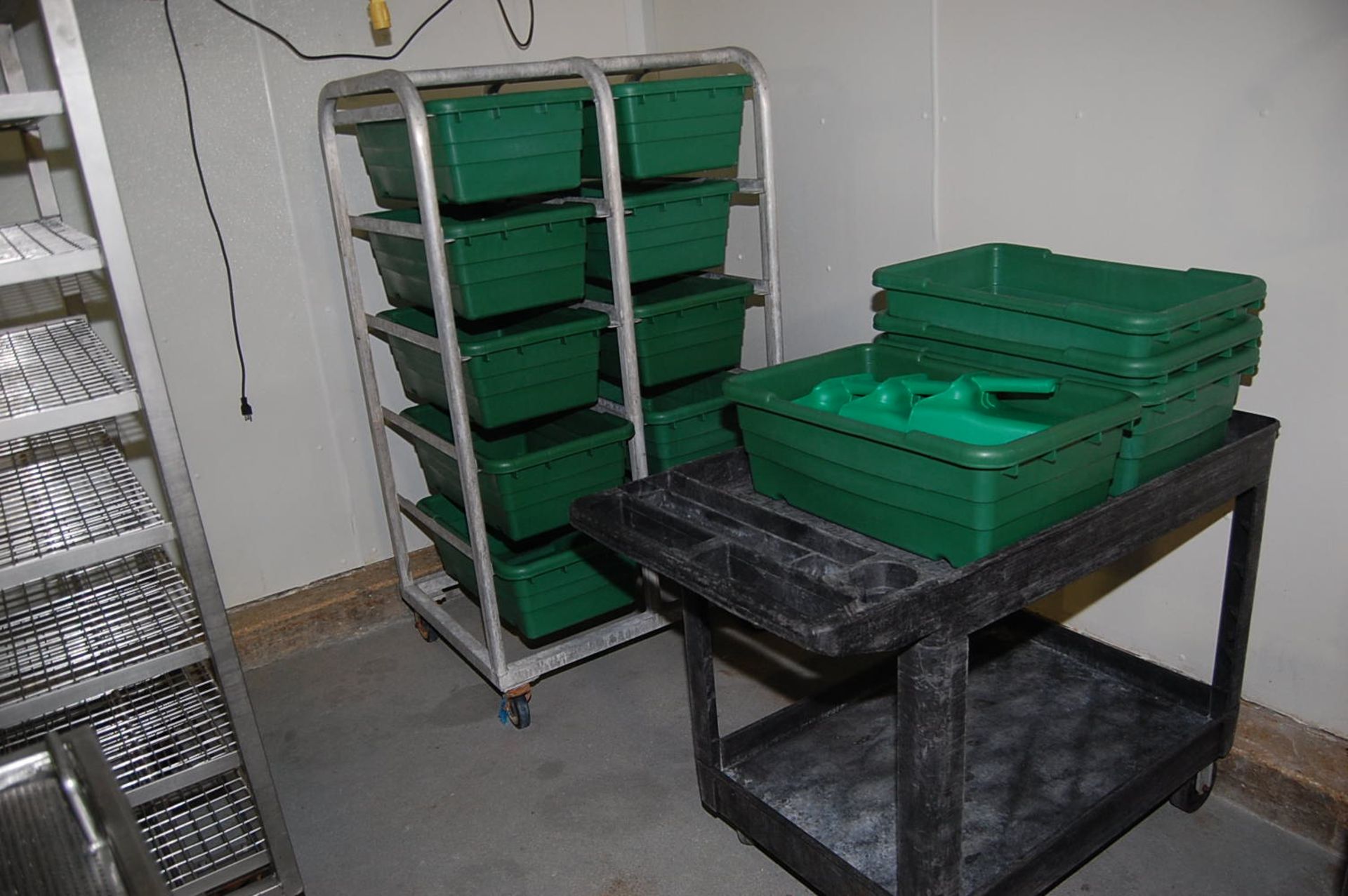 Plant Support, (20) Green Tubs, (1) 5-Tier Cart, Assorted Carts, RIGGING FEE: $75