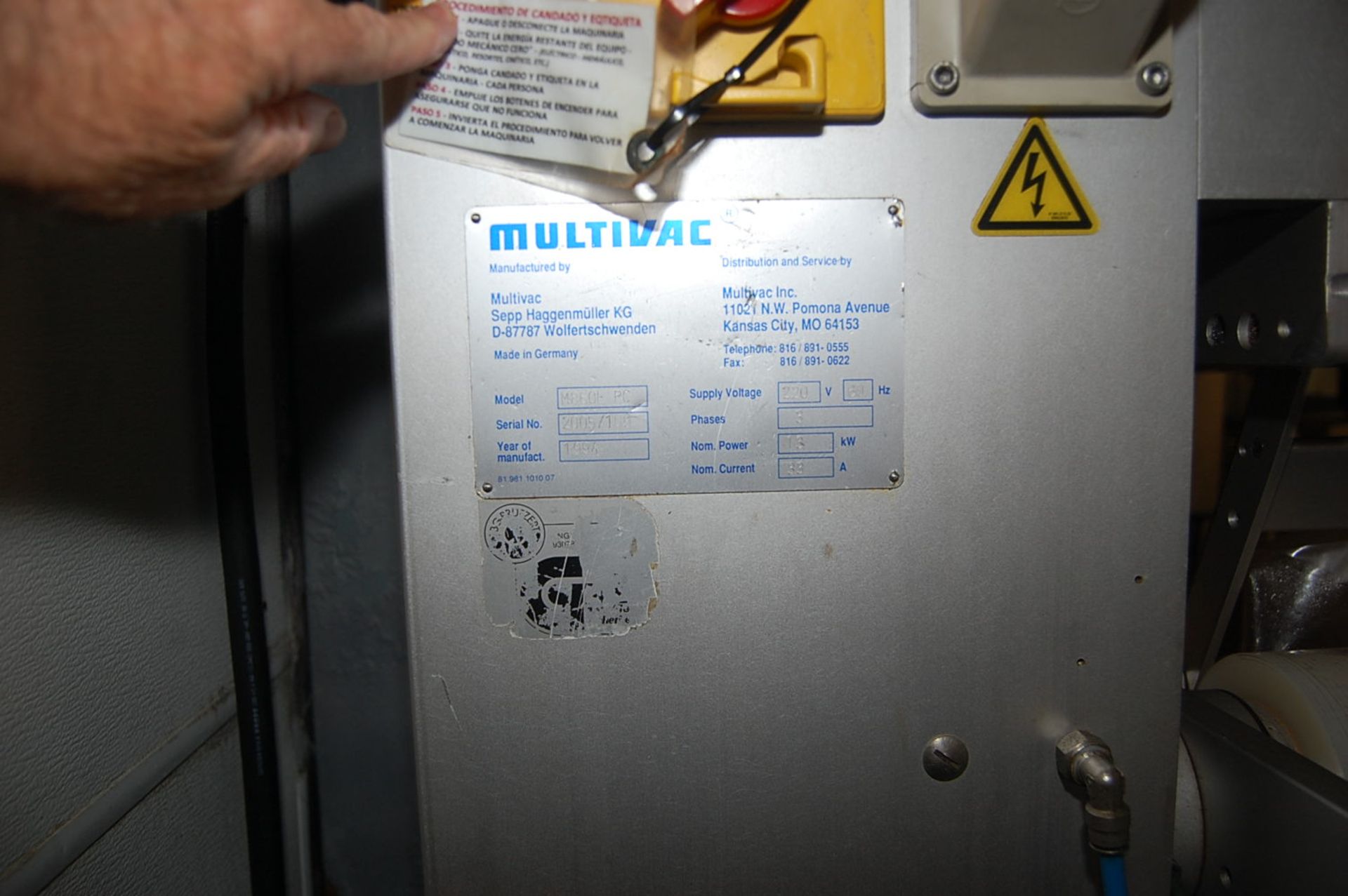 Multivac Model #860E-PC Thermoformer Pkging Mach, 220/440 V, SN 2005/109/1994, RIGGING FEE: $1000 - Image 3 of 4