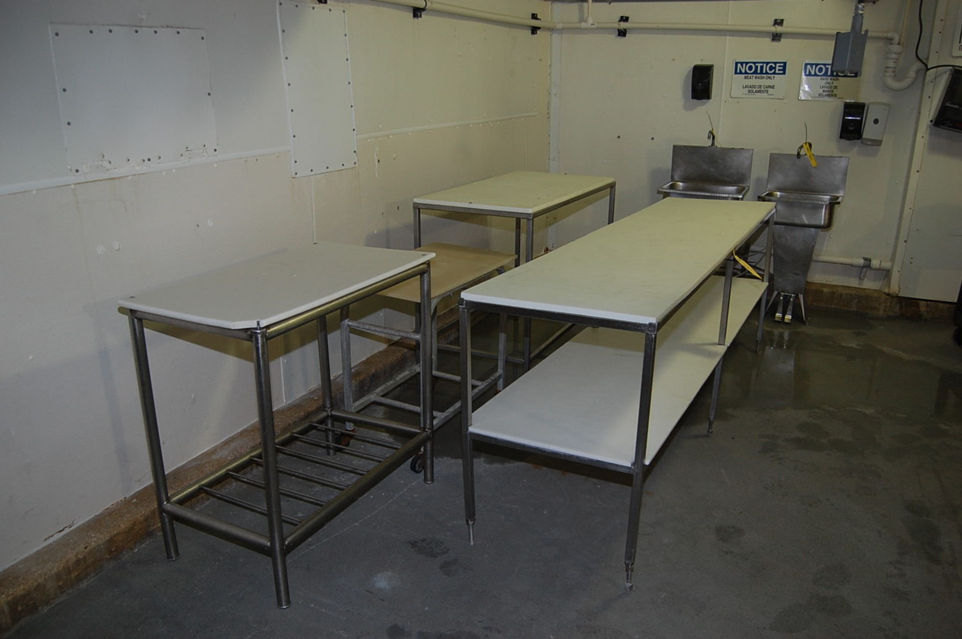 Plant Support - (3) Cutting Tables, 8 ft./4 ft./3 ft. Length, SS Frame, RIGGING FEE: $125 - Image 2 of 2