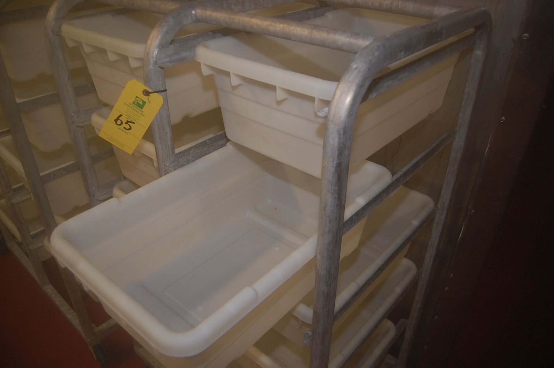 Plant Support, (3) 5-Tier Shelf/Carts w/ 45 White Tubs, RIGGING FEE: $75 - Image 2 of 2