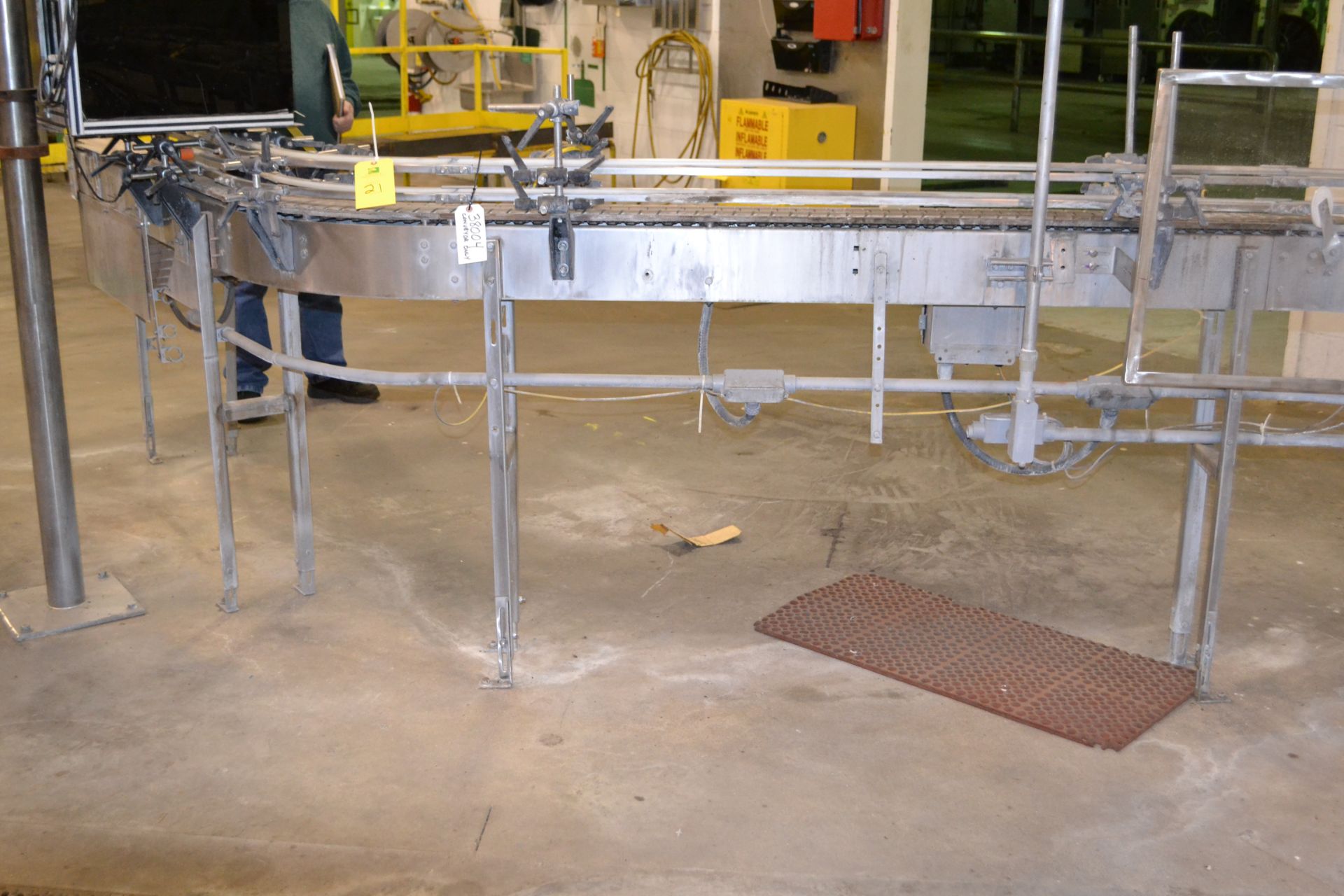 4.5" wide x 16' long stainless steel table top conveyor with plastic belting, S-shape, with gearhead