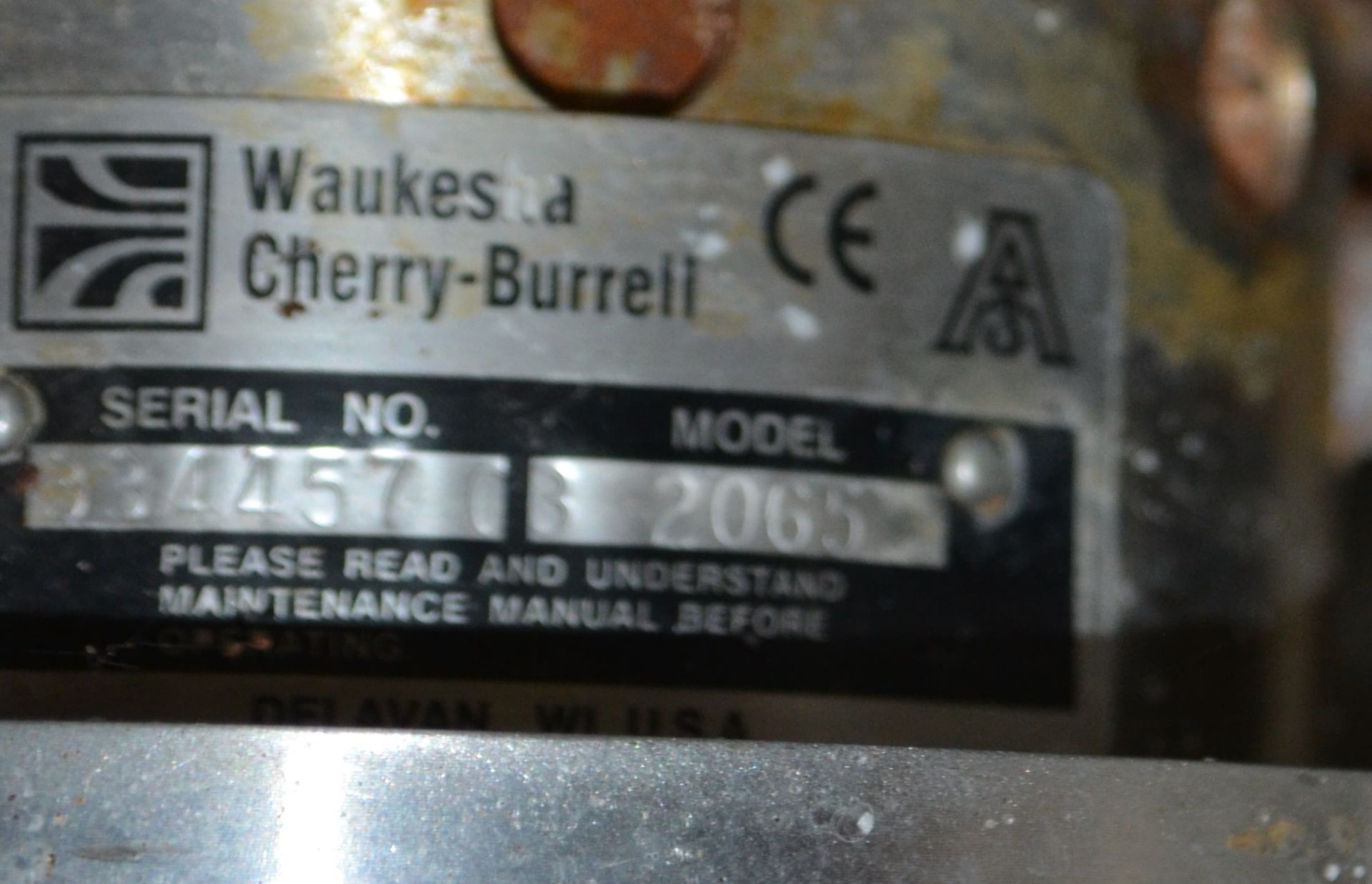 Waukesha Cherry-Burell stainless steel centrifugal pump, model number 2065, serial number 334457, - Image 2 of 2