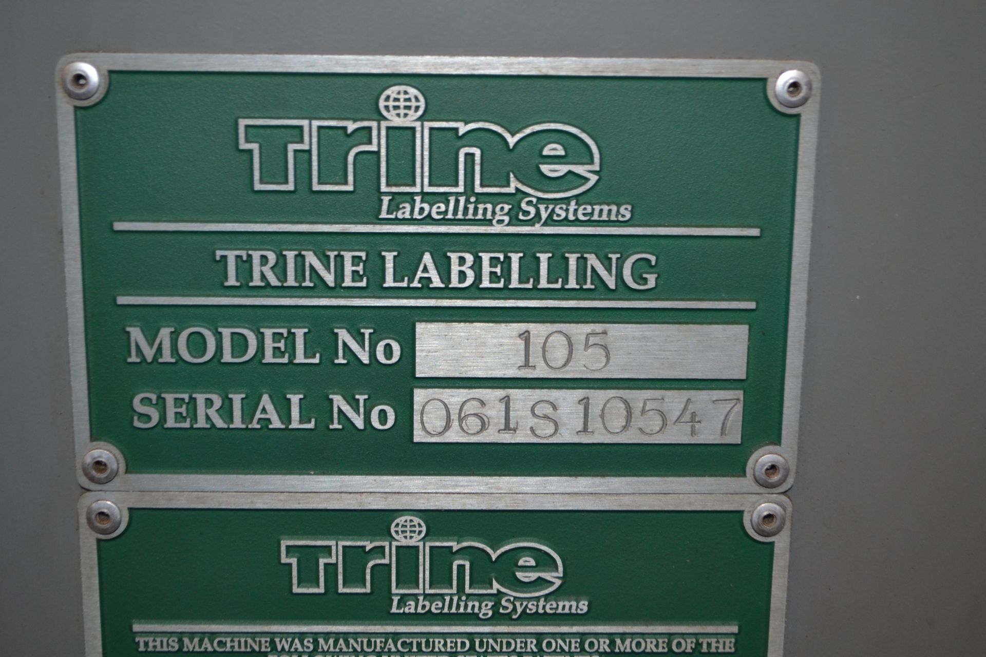 Trine model 105 heat tunnel, serial number 061S10547,table top conveyor infeed and discharge, 12' - Image 3 of 3