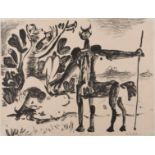 Picasso, Pablo (Malaga 1881-1973 Mougins) "Centaure et Bacchante avec un Faune". 1947. Lithographie.