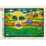 Hundertwasser, Friedensreich (Wien 1928-2000 Auf See) "Irinaland über dem Balkan". 1971.