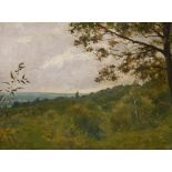Frölicher, Otto (Solothurn 1840–1890 München) Herbstliches Waldstück, 1874. Öl auf Holz. Unten