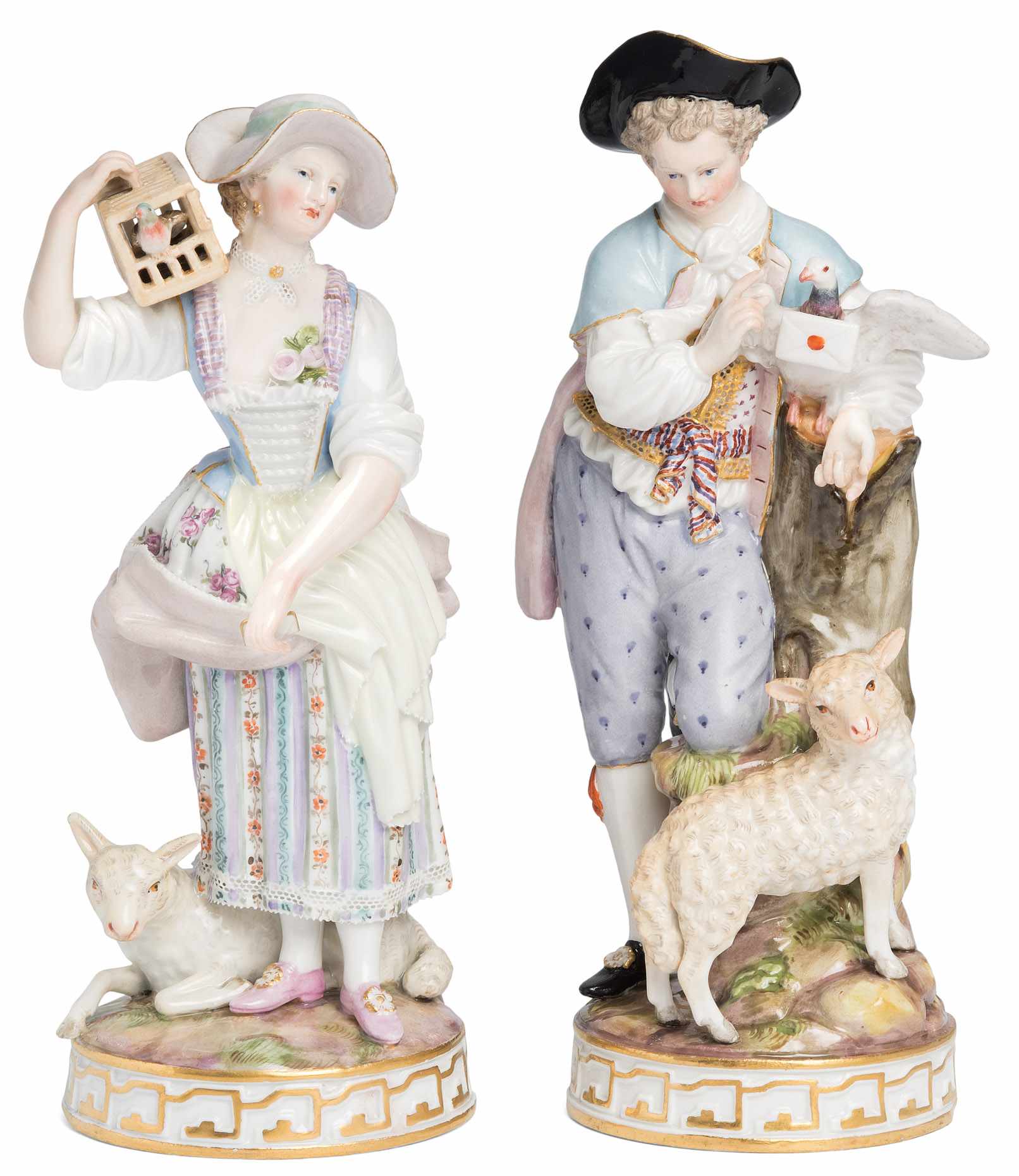 Schäfer und Schäferin, Meissen Um 1900. Modell von Michel Victor Acier, Modell-Jahr 1777. Porzellan,