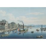 Dikenmann, Johann Rudolf (1832 Zürich 1888) "Zurich prise du pont de la Cathédrale, vers la chaine