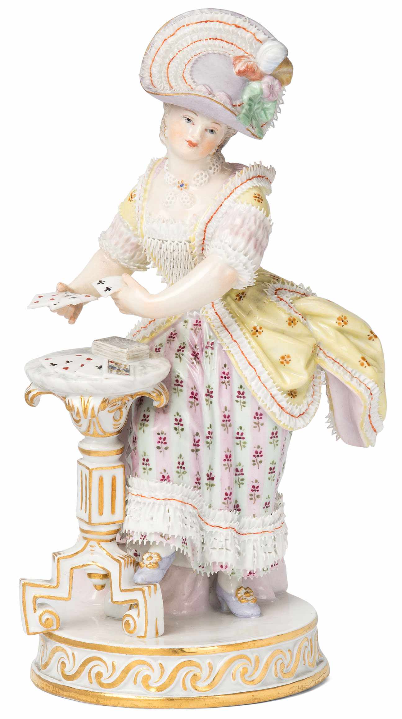 Mädchen als Kartenlegerin, Meissen Um 1900. Modell von Michel Victor Acier, Modell-Jahr 1775–1778.