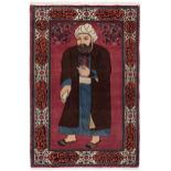 Birjand O-Iran, um 1910. Das rote Innenfeld ist mit dem Porträt des berühmten persischen Dichters "