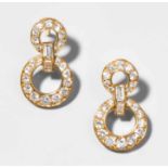 Brillant-Ohrstecker 750 Gelbgold. Nr. 220910. Brillant-Ringe mit 44 Brillanten zus. ca. 0.88 ct,