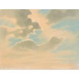 Frey, Johann Jakob (Basel 1813–1865 Frascati) Wolkenstudie. Öl auf Papier. Unten links bezeichnet "8