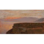 Bocion, François (1828 Lausanne 1890) "Coucher de soleil sur le Léman", 1884. Ölstudie auf Papier