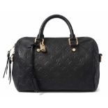 Louis Vuitton, Handtasche "Speedy 25" Aus dunkelblauem, geprägtem Empreinte Leder. Zwei