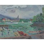 Gubler, Eduard (1891 Zürich 1971) "Am Zürichsee" (Seefeld gegen Enge), um 1949. Öl auf Leinwand.