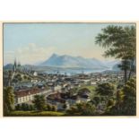 Dikenmann, Johann Rudolf (1832 Zürich 1888) "Luzerne vers le Righi, prise depuis le Gutsch". Altkol.