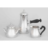 Kaffeeservice Paris, 20.Jh. Silber, 3-teilig. Meistermarke S L. Bauchige Form mit Schnabelausguss,