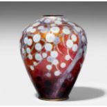 Vase, Camille Fauré Um 1930. Limoges. Kupfer, emailliert, stilisierter Zweigdekor. Bezeichnet: C.