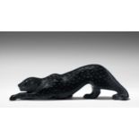 Schwarzer Panther, Lalique Nach 1945. France. "Zeila". Schwarzes Glas. Bezeichnet: Lalique (R im