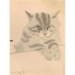 Vaszary, János (Kaposvár 1867–1939 Budapest) Katze. Tusche laviert. Unten links in Bleistift