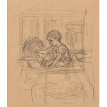 Anker, Albert (1831 Ins 1910) Sitzendes Kleinkind, mit seinen Füssen spielend. Bleistiftstudie.