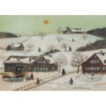 Waldburger, J.B. (Geb. Herisau 1924) "Winter". Öl auf Leinwand über Karton. Unten rechts signiert,