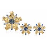 Tiffany Saphir-Brillant-Demi-Parure New York, um 1945. Signiert und nummeriert Tiffany & Co.